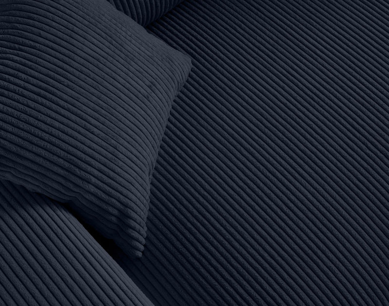 Garance - Canapé Droit - 2 Places - Velours Côtelé - Bleu Nuit