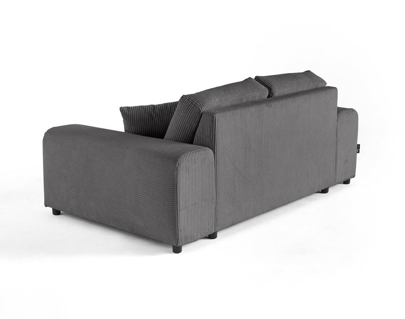 Garance - Canapé Droit - 2 Places - Velours Côtelé - Gris Foncé