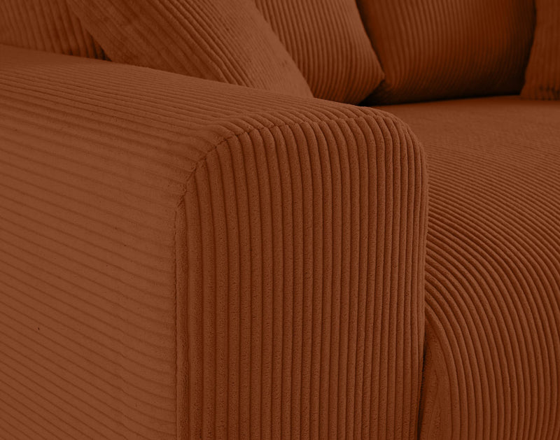 Garance - Canapé Droit - 2 Places - Velours Côtelé - Terracotta