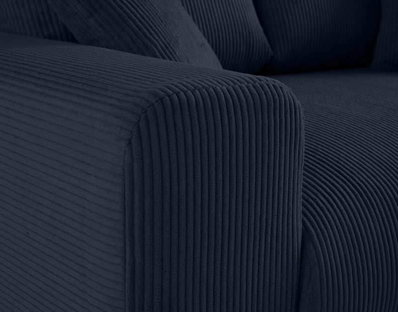Garance - Canapé Droit - 2 Places - Velours Côtelé - Bleu Nuit