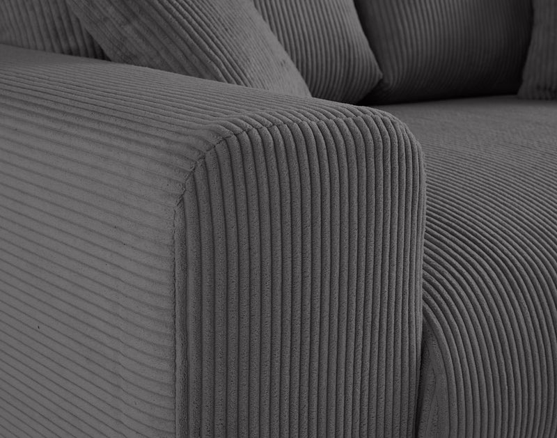 Garance - Canapé Droit - 2 Places - Velours Côtelé - Gris Foncé