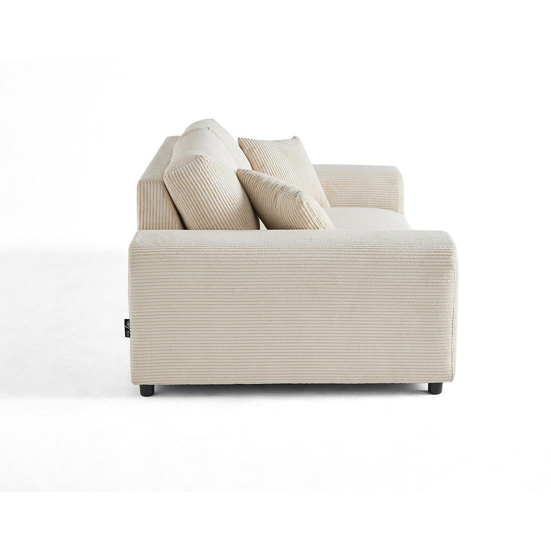 Garance - Canapé Droit - 2 Places - Velours Côtelé - Beige