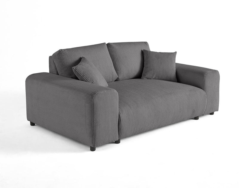 Garance - Canapé Droit - 2 Places - Velours Côtelé - Gris Foncé