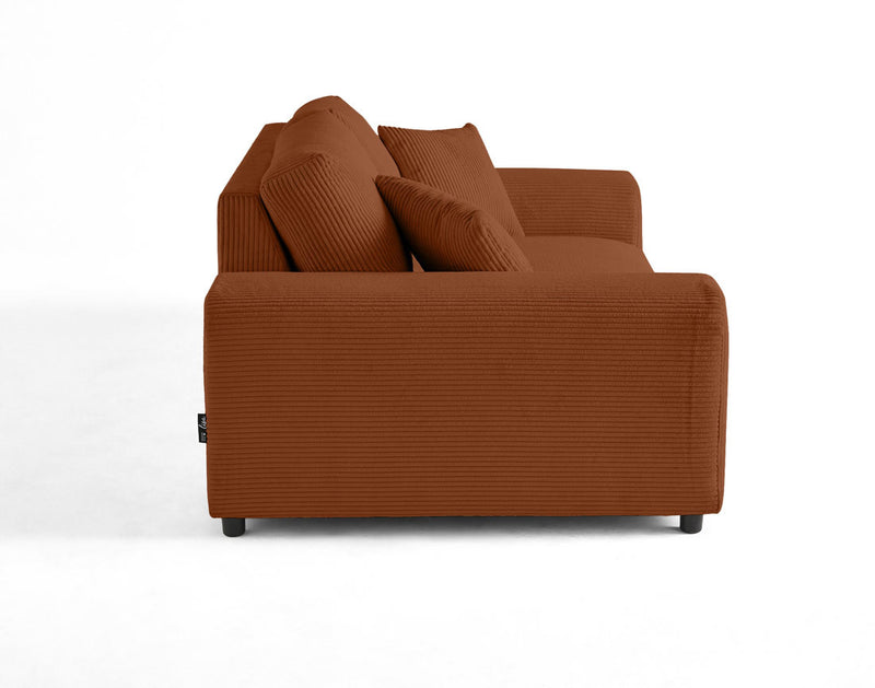 Garance - Canapé Droit - 2 Places - Velours Côtelé - Terracotta