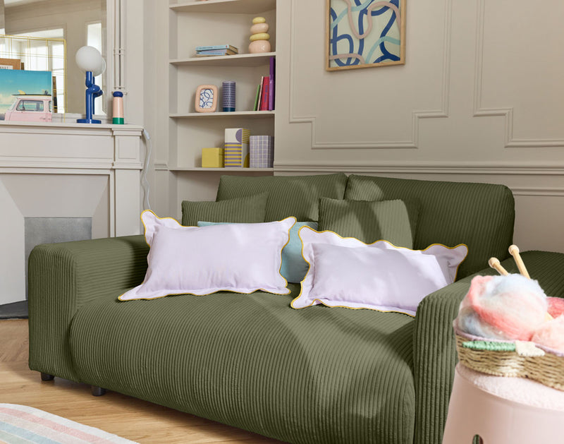 Garance - Canapé Droit - 2 Places - Velours Côtelé - Vert