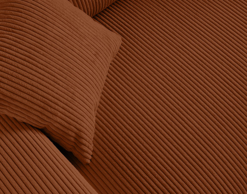 Garance - Canapé Droit - 2 Places - Velours Côtelé - Terracotta