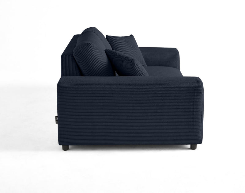 Garance - Canapé Droit - 2 Places - Velours Côtelé - Bleu Nuit