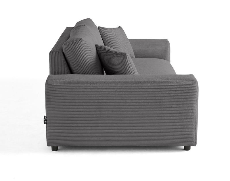 Garance - Canapé Droit - 3 Places - Velours Côtelé - Gris Foncé