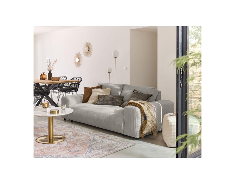 Garance - Sofá Recto - 3 Plazas - Pana - Gris Claro