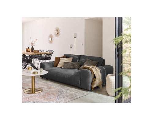 Garance - Canapé Droit - 3 Places - Velours Côtelé - Gris Foncé