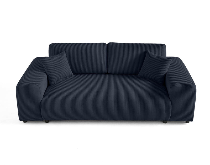 Garance - Canapé Droit - 3 Places - Velours Côtelé - Bleu Nuit