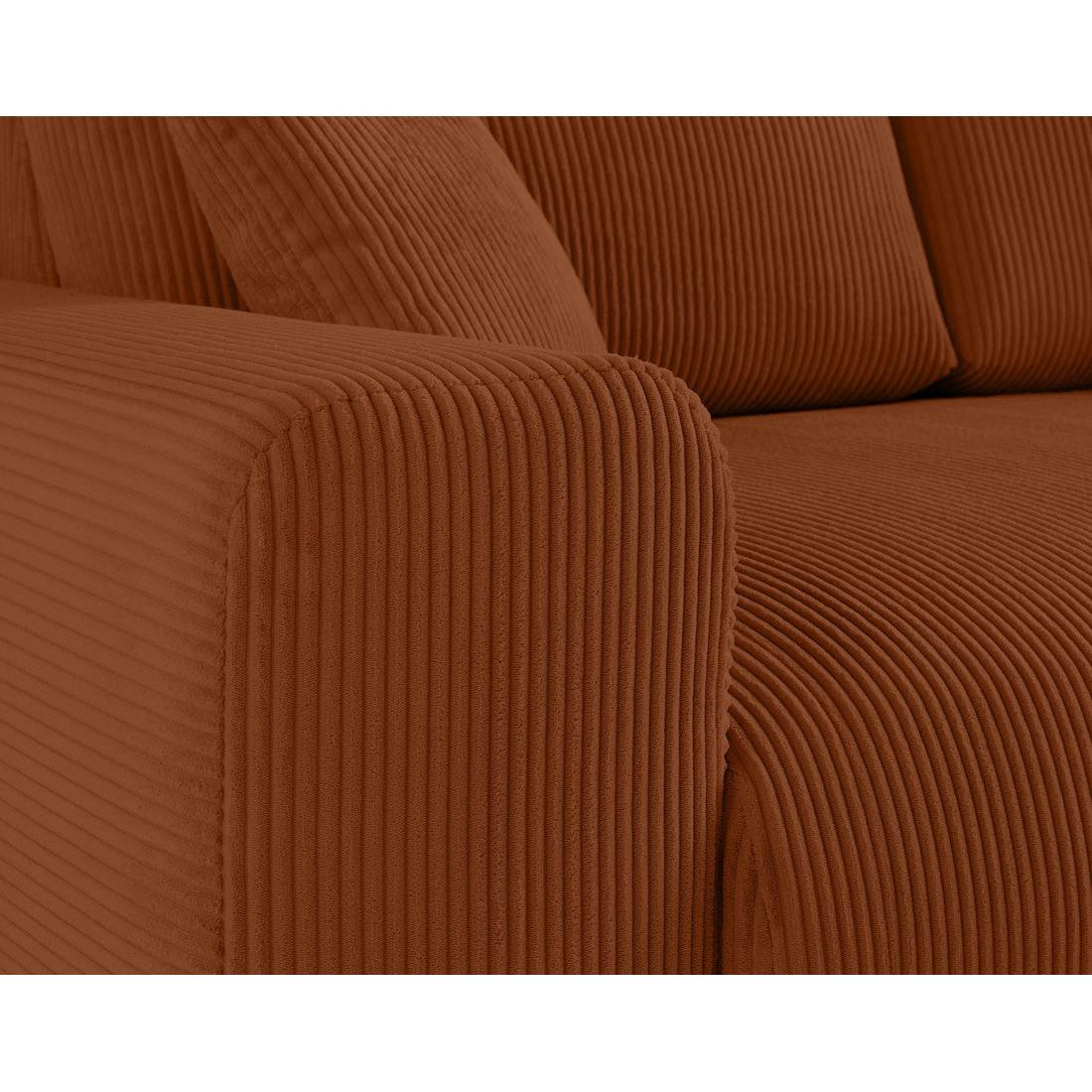 Garance - Canapé Droit - 3 Places - Velours Côtelé - Terracotta
