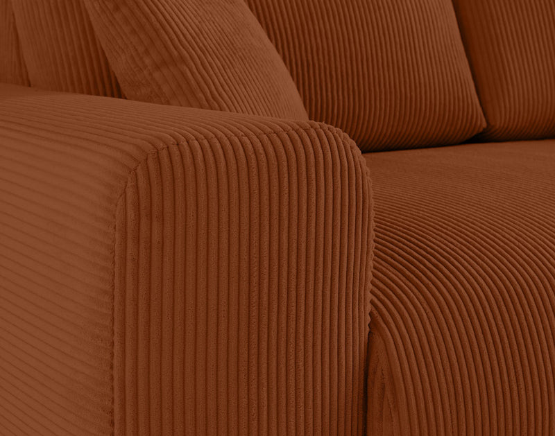 Garance - Sofá recto - 3 plazas - Pana - Terracota