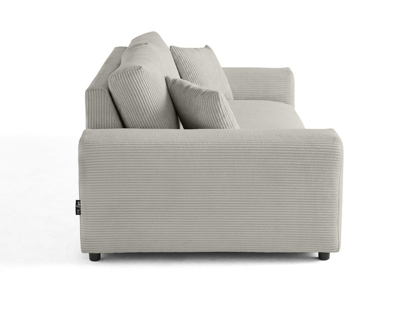 Garance - Sofá Recto - 3 Plazas - Pana - Gris Claro