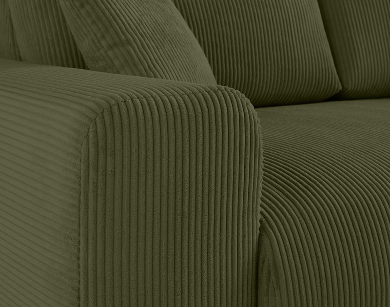 Garance - Sofá Recto - 3 Plazas - Pana - Verde