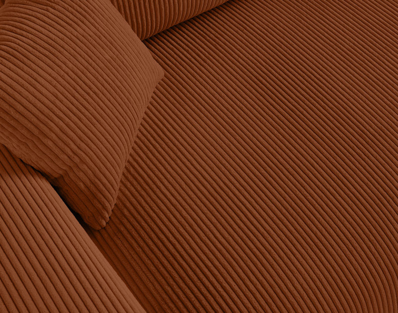 Garance - Sofá recto - 3 plazas - Pana - Terracota