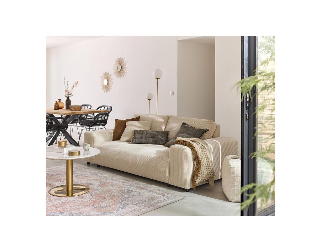 Garance - Canapé Droit - 3 Places - Velours Côtelé - Beige