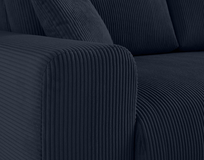 Garance - Canapé Droit - 3 Places - Velours Côtelé - Bleu Nuit