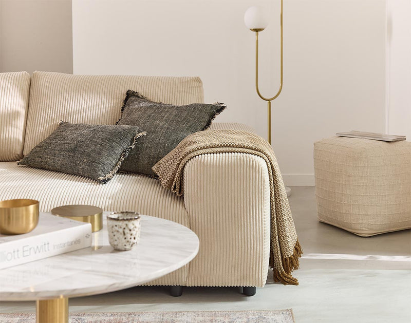 Garance - Sofá Recto - 3 Plazas - Pana - Beige