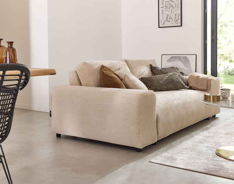 Garance - Sofá Recto - 3 Plazas - Pana - Beige