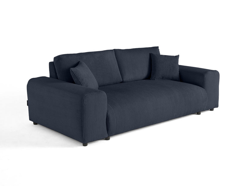 Garance - Canapé Droit - 3 Places - Velours Côtelé - Bleu Nuit