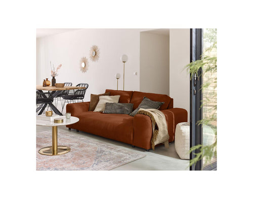 Garance - Canapé Droit - 3 Places - Velours Côtelé - Terracotta