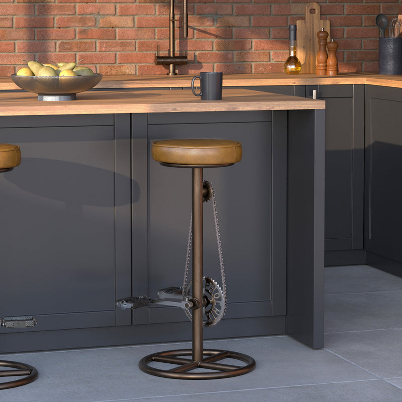 gaya tabouret de bar cuir marron focus