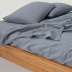 2 Taies D'Oreiller - En Gaze De Coton 185G/M² - Bleu Givre