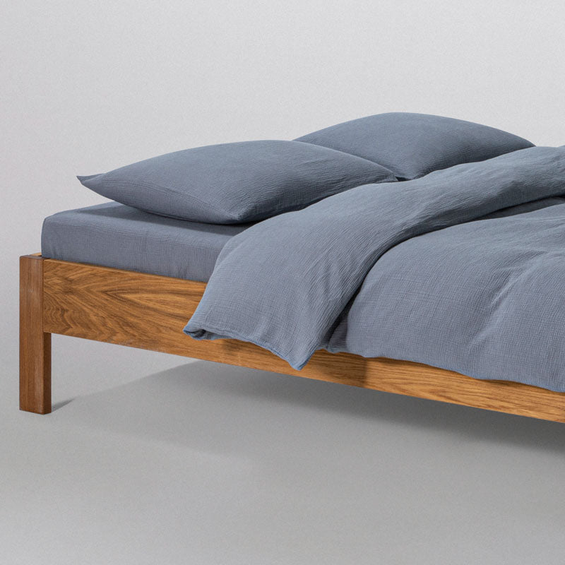 2 Taies D'Oreiller - En Gaze De Coton 185G/M² - Bleu Givre