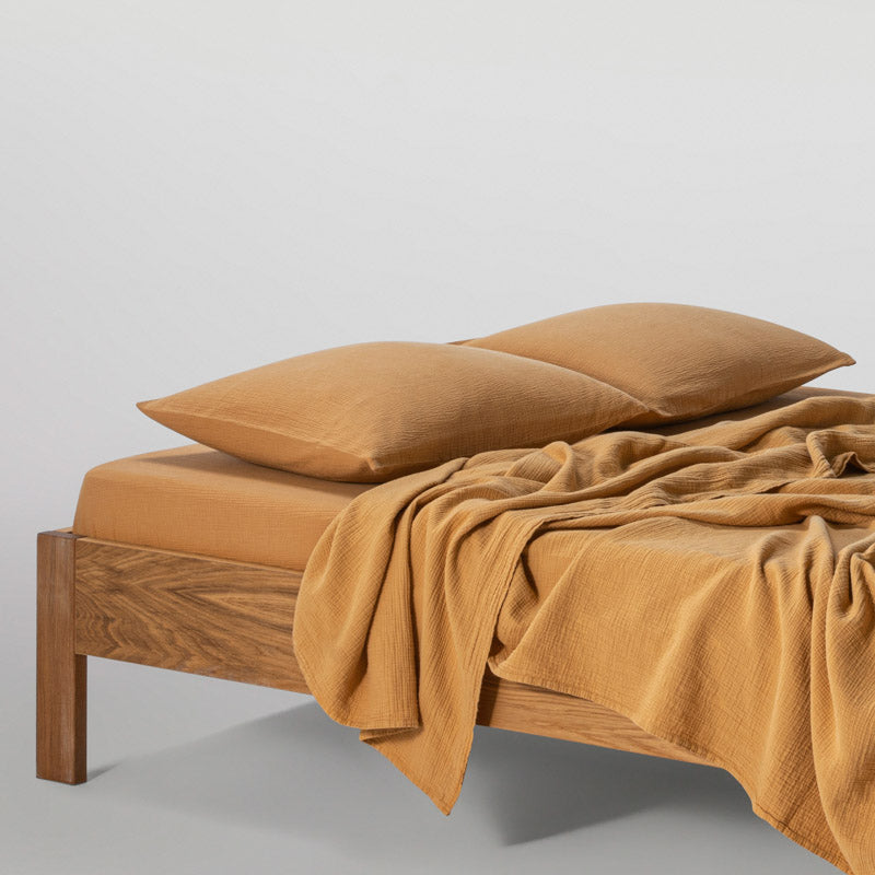 2 Fundas de Almohada - En Gasa De Algodón 185 G/M² - Miel