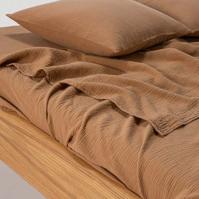 2 Taies D'Oreiller En Gaze De Coton 185G/M² - Noisettes