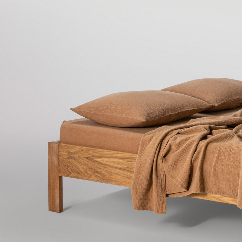 Fitted Sheet - In 185G/M² Cotton Gauze - Hazelnut
