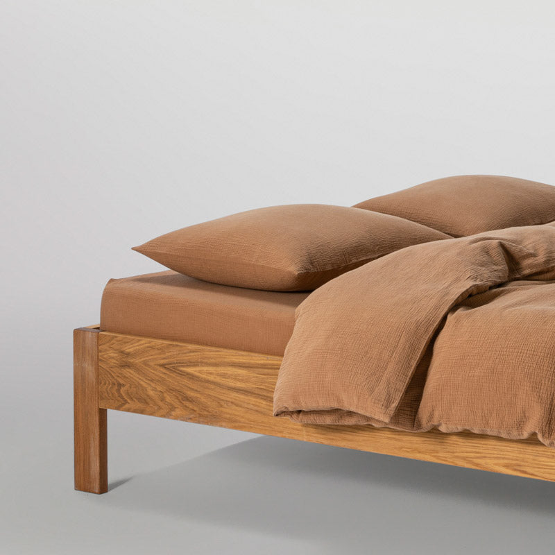 Fitted Sheet - In 185G/M² Cotton Gauze - Hazelnut