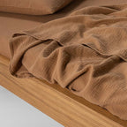 Fitted Sheet - In 185G/M² Cotton Gauze - Hazelnut