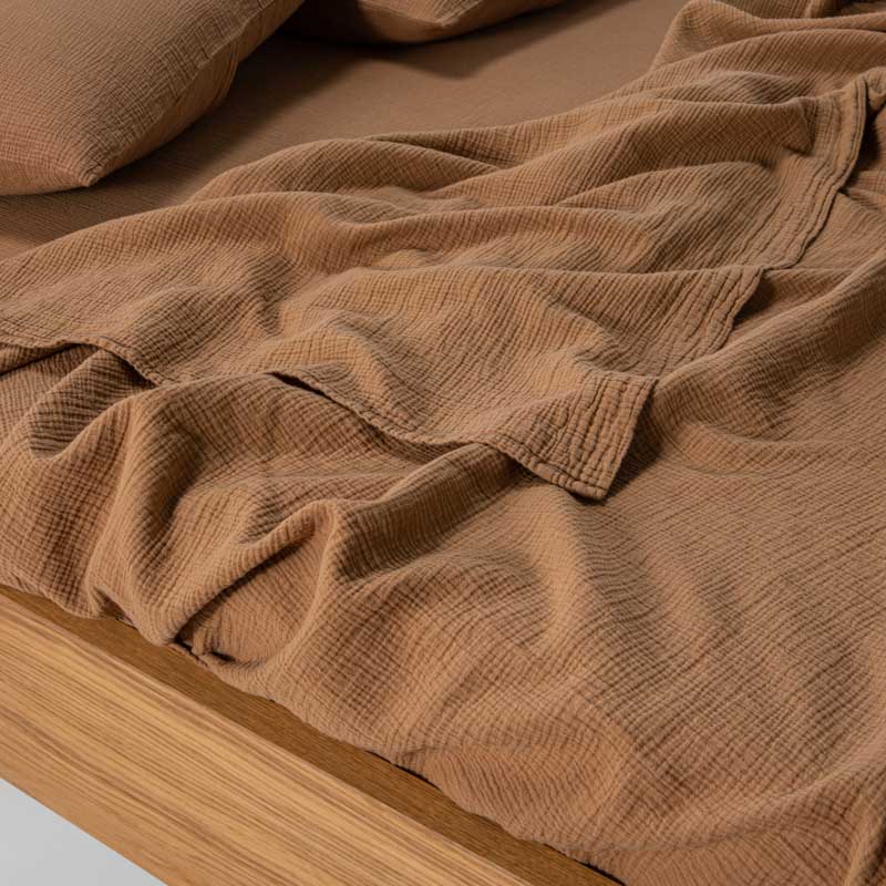 Drap Plat En Gaze De Coton 185G/M² - Noisettes