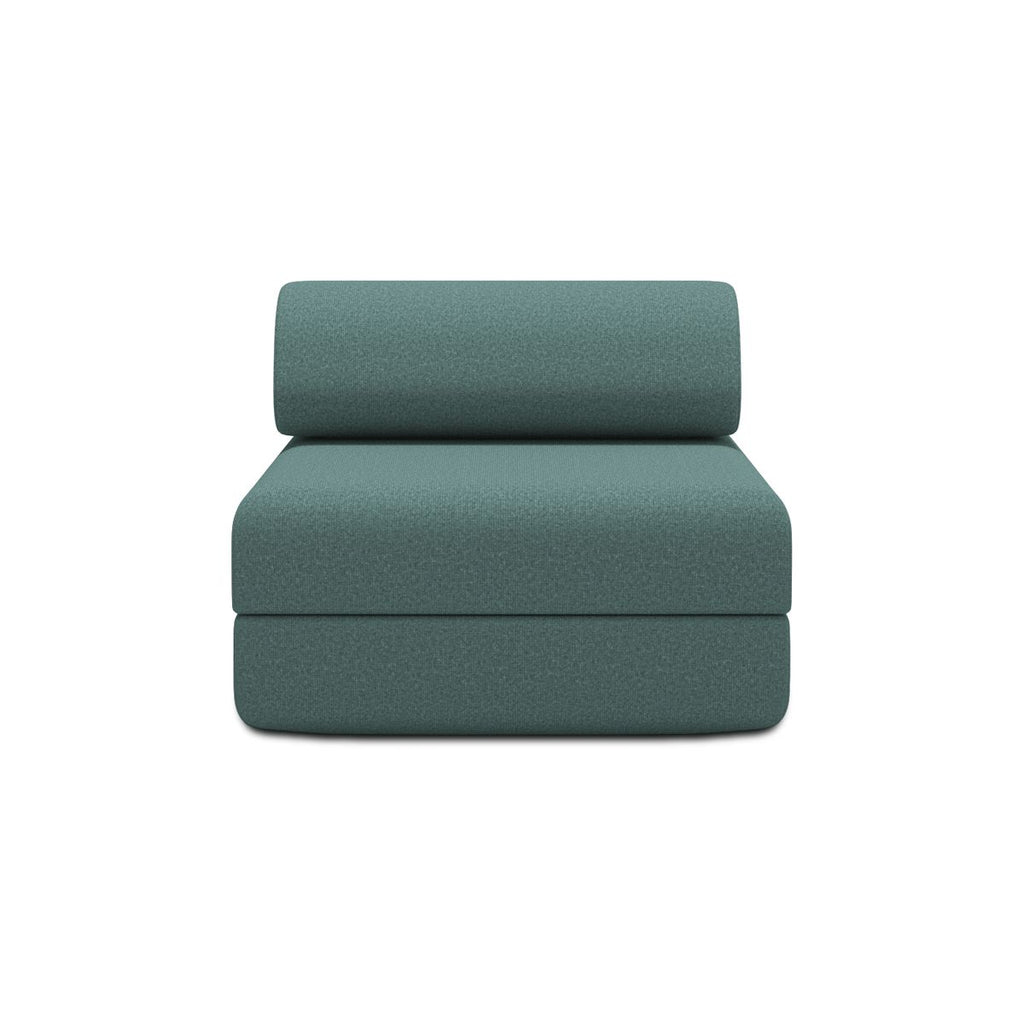 2-Seater Modular Sofa - Striped Outdoor Fabric - White and Dark Green