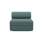 2-Seater Modular Sofa - Striped Outdoor Fabric - White and Dark Green