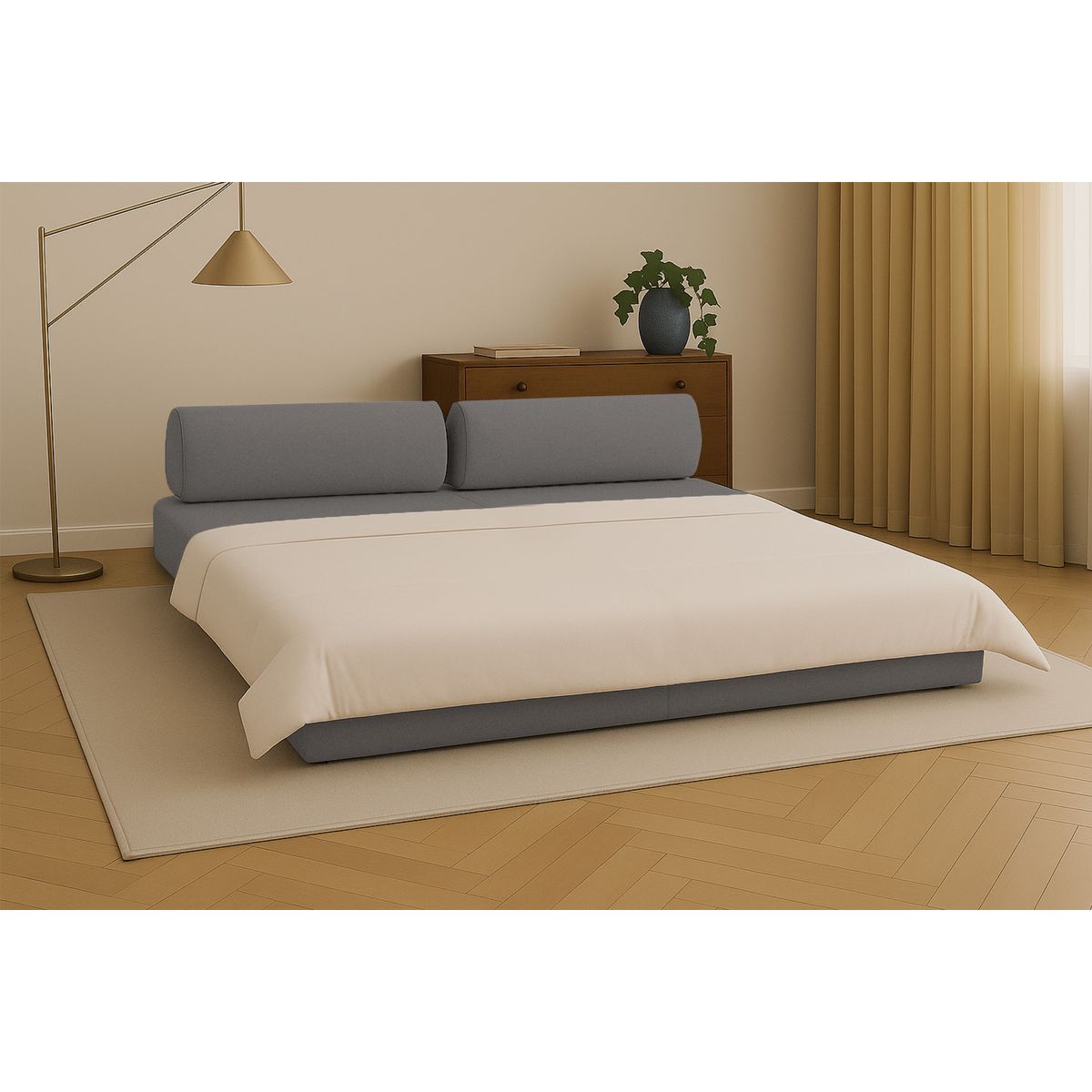 Canapé Droit Gemma - 3 Places - Tissu Lisse