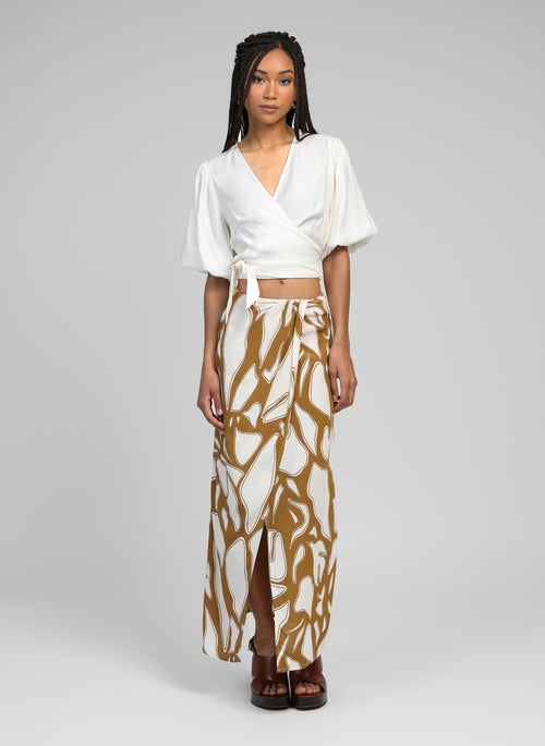 Geric Flame Olive Long Skirt