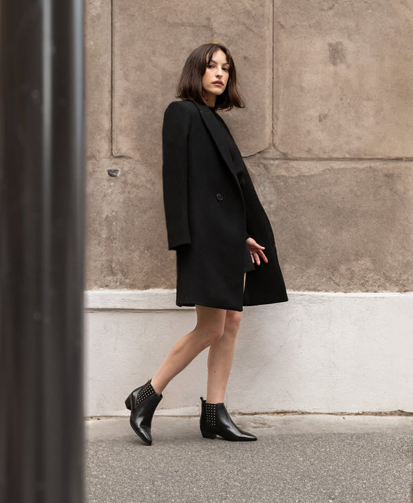 Stivaletti Linne - Pelle Liscia / Borchie - Nero