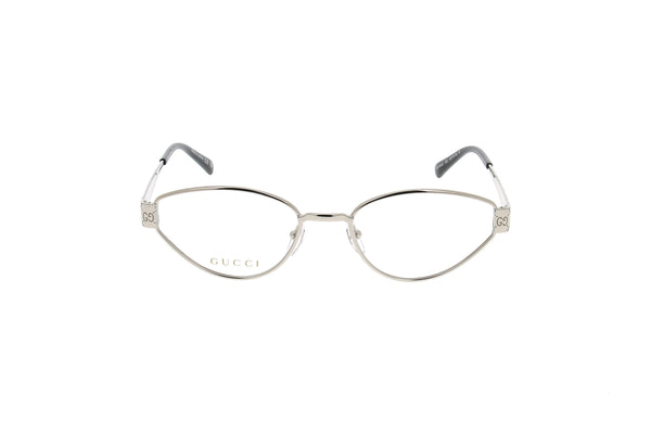 Luxury Eyewear – Lunettes De Vue - Gucci, vue de face de lunettes de vue argentées, monture fine et verres clairs