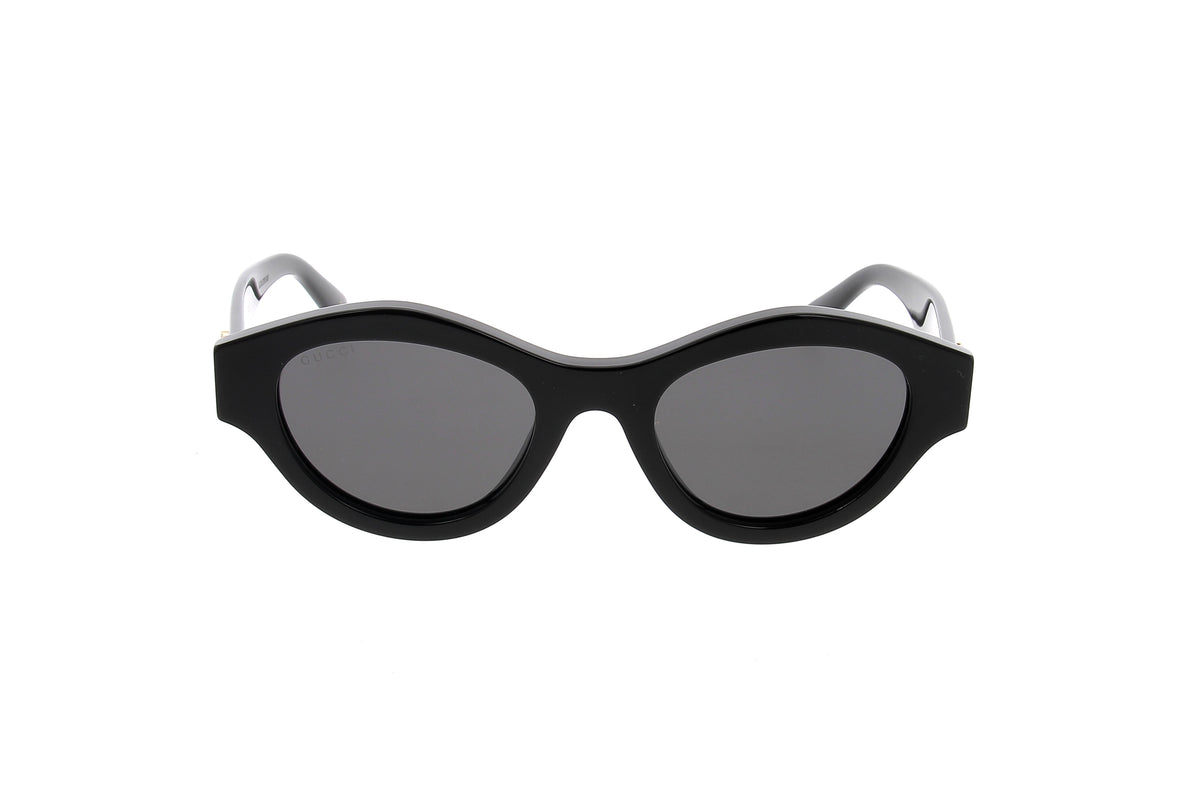 Luksusowe okulary – Okulary przeciwsłoneczne – Gucci, czarne okulary przeciwsłoneczne, widok z przodu na białym tle