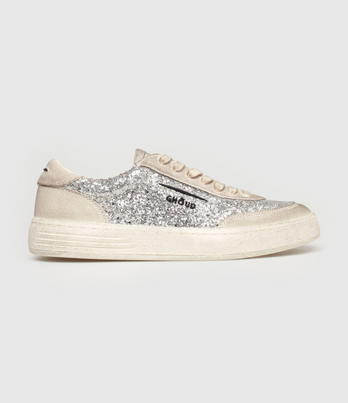Ghoud Venice - Baskets Lido Br Glitter Suede Argenté - Femme