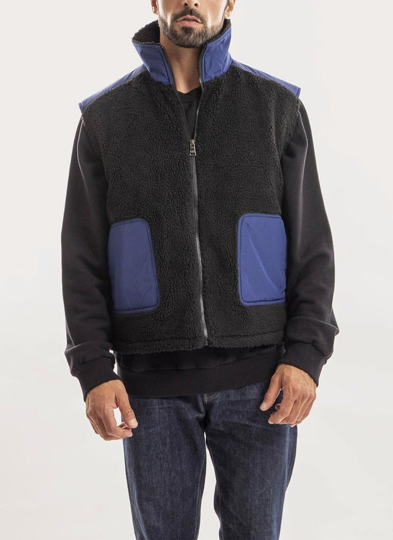 Karl Lagerfeld - Gilet Sherpa Mix - Noir - Homme