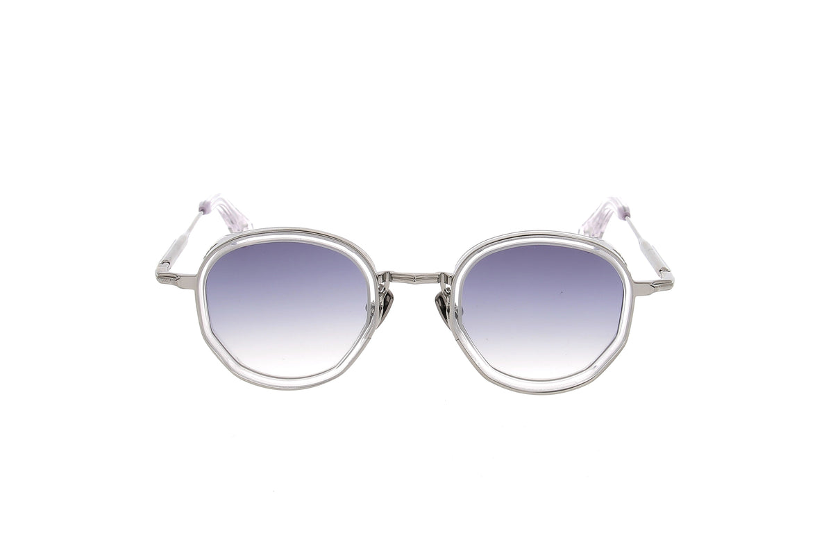 Luxury Eyewear – Gafas de sol - John Dalia, gafas de sol redondas de metal plateado, cristales degradados azules, vista frontal