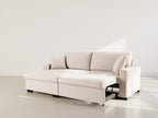 Gisele - Reversible 4-Seater Corner Sofa Bed with Large Chaise Longue and Storage Compartment - Corduroy - Beige
