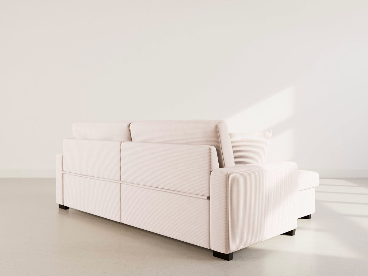 Gisele - Reversible 4-Seater Corner Sofa Bed with Large Chaise Longue and Storage Compartment - Corduroy - Beige