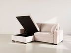 Gisele - Reversible 4-Seater Corner Sofa Bed with Large Chaise Longue and Storage Compartment - Corduroy - Beige