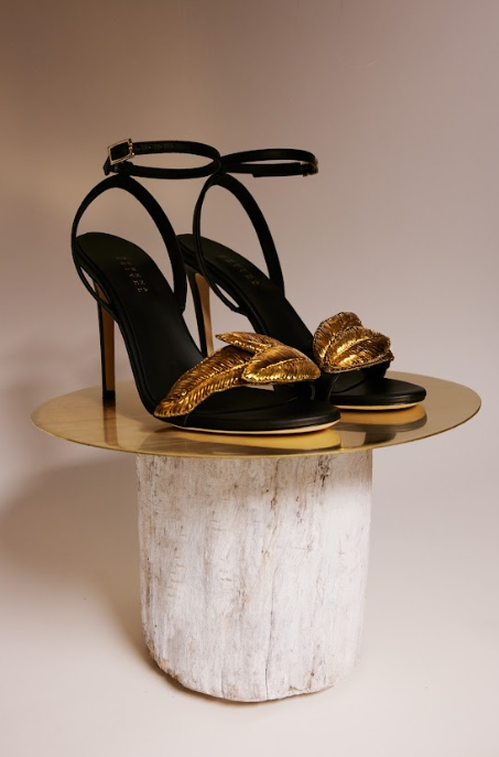 Valeria Black High-Heel Ankle Cross Sandal