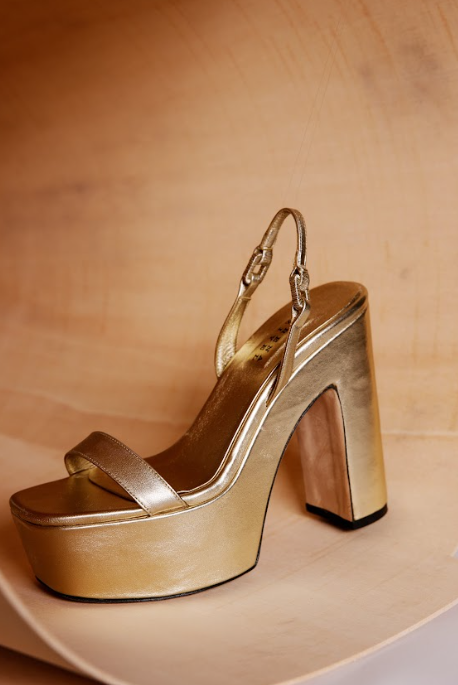 Catena Notte Gold Platform Slingback Sandal